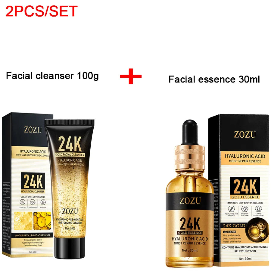 24k Gold Hyaluronic Acid Nicotinamide Face Serum Anti Aging Facial Lifting Collagen Cream Skin Care Whitening Eye Care Cleanser