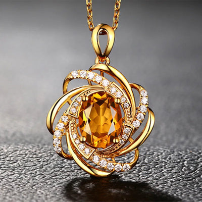 Fashion Crystal Flower Necklace Spiral Zircon Pendant Engagement Necklaces for Women Luxury Jewelry Birthday Anniversary Gift