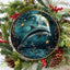 Aluminum Metal Sign Moonlight Dolphin Coin With A Star To The Side Oo Round Aluminum Door Hanger Wall Wreath Metal Decor Sign