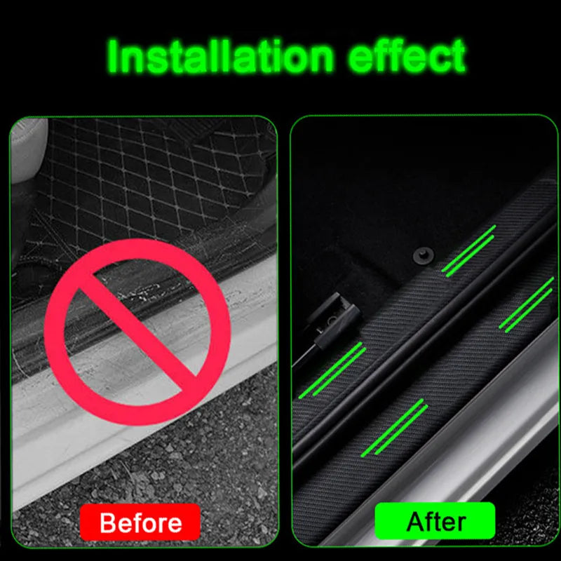 Luminous For Toyota Yaris Logo Carbon Fiber Car Door Threshold Stickers Protective Film Pedal Guards Sill Scuff Plate Decals