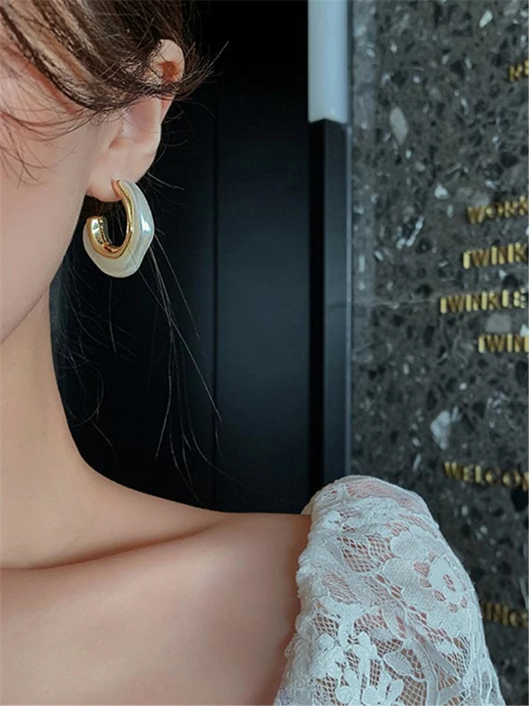 SHANGZHIHUA White Pearl Earrings For Women In 2021 New Trend Delicate Fashion Earrings Advanced Sense Imitation Pearl Earrings