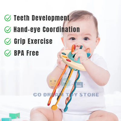 Montessori Sensory Development Baby Toys Pull String Finger Grasp Training Early Learning Education Toys Teething BPA Free 1-3Y