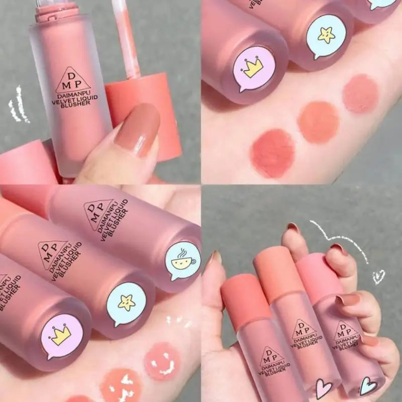 1PCS Liquid Blush Velvet Matte Blusher Face Pigment Lasting Beauty Natural Cream Cheek Tint Orange Peach Blush Makeup Maquiagem