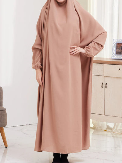 Abaya Muslim Dress Solid Robe Skirt Spring Summer Casual Fashion Elegant Female Clothing Long Sleeve Baotou Dress Set 2024