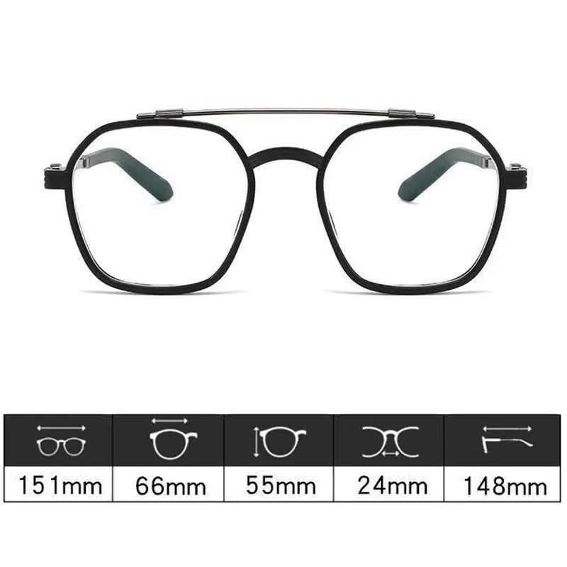 New Anti Blue Light Double Beam Square Myopia Glasses Oversized Men Women Matte Frame Prescription Eyewear Diopter -1.0 to -6.0