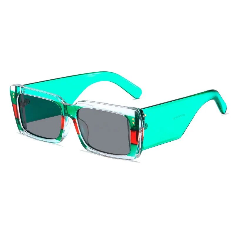 New Cat Eye Rectangle Vintage Sunglasses Woman Brand Designer Retro Points Clear Green Sun Glasses Female Lady Eyeglass