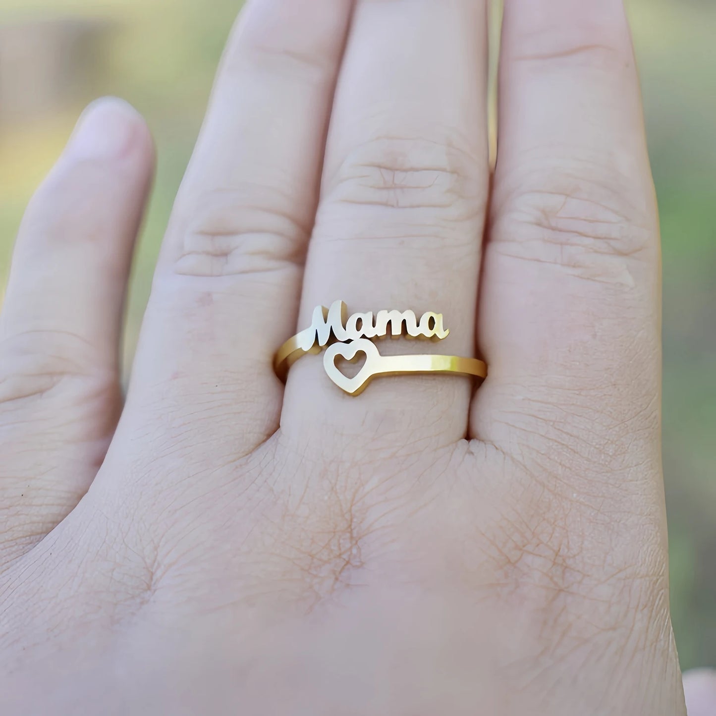 The Word MAMA Stainless Steel Ring, The Best Gift for Mothers on Mother's Day