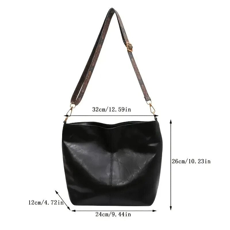 Large Capacity Bag Women's New Fashion Shoulder Bag Retro Versatile Broadband Crossbody Tote Bag Geometric Strap Hobo Bag