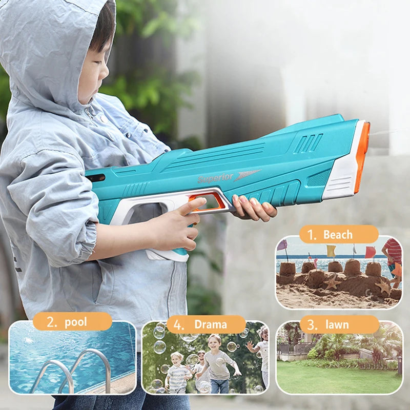 New Auto Electric Water Gun Toy Summer Induction Water Absorbing High pressure Water Gun Beach Outdoor Water Fight Toys