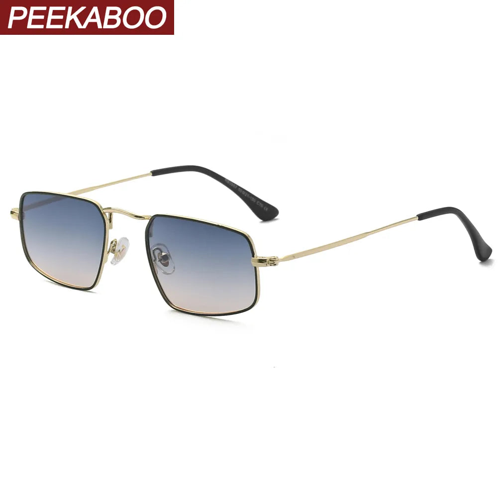 Peekaboo driving retro sunglasses polarized men thin metal uv400 square sun glasses for women outdoor accessories female 2023