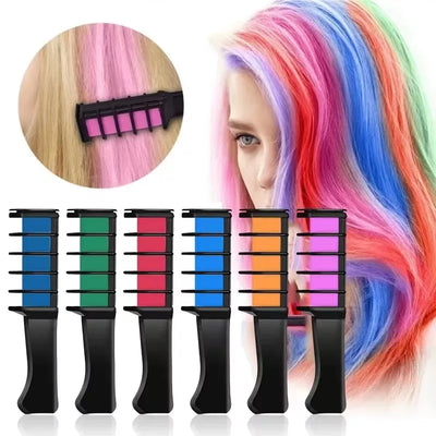 Mini 6 Colors Hair Color Chalks Comb Temporary Hair Crayons for Hair Cool Multicolor Color Dye Hair Styling Tools Concert Punk