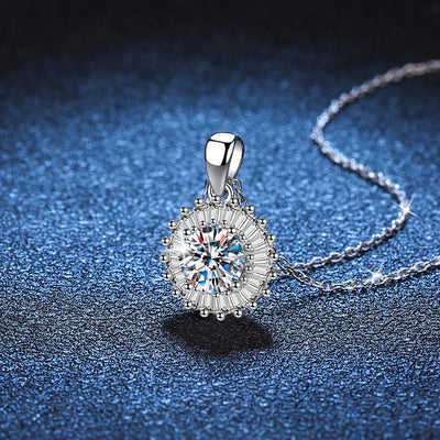 EWYA 1 Carat D Color Moissanite Pendant Necklace for Women Party Fine Jewelry 925 Sterling Silver Diamond Neck Chain Necklaces