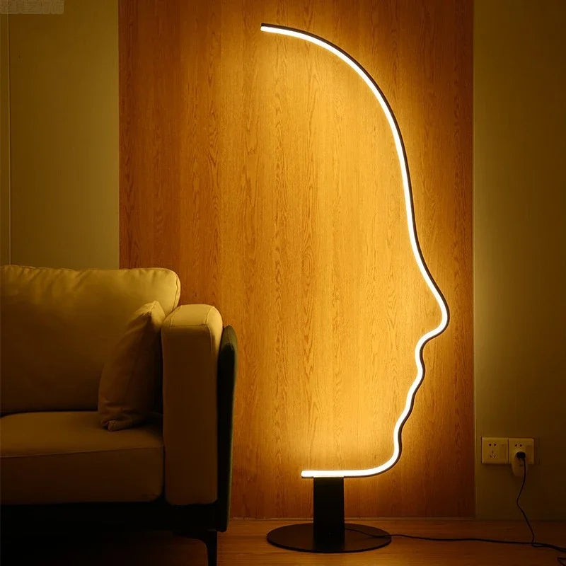 Nordic Human Face Led Floor Lamp Smart Rgb Dimmer Standing Living Room Bedroom Bedside Art Home Decor Fixture Indoor Lighting