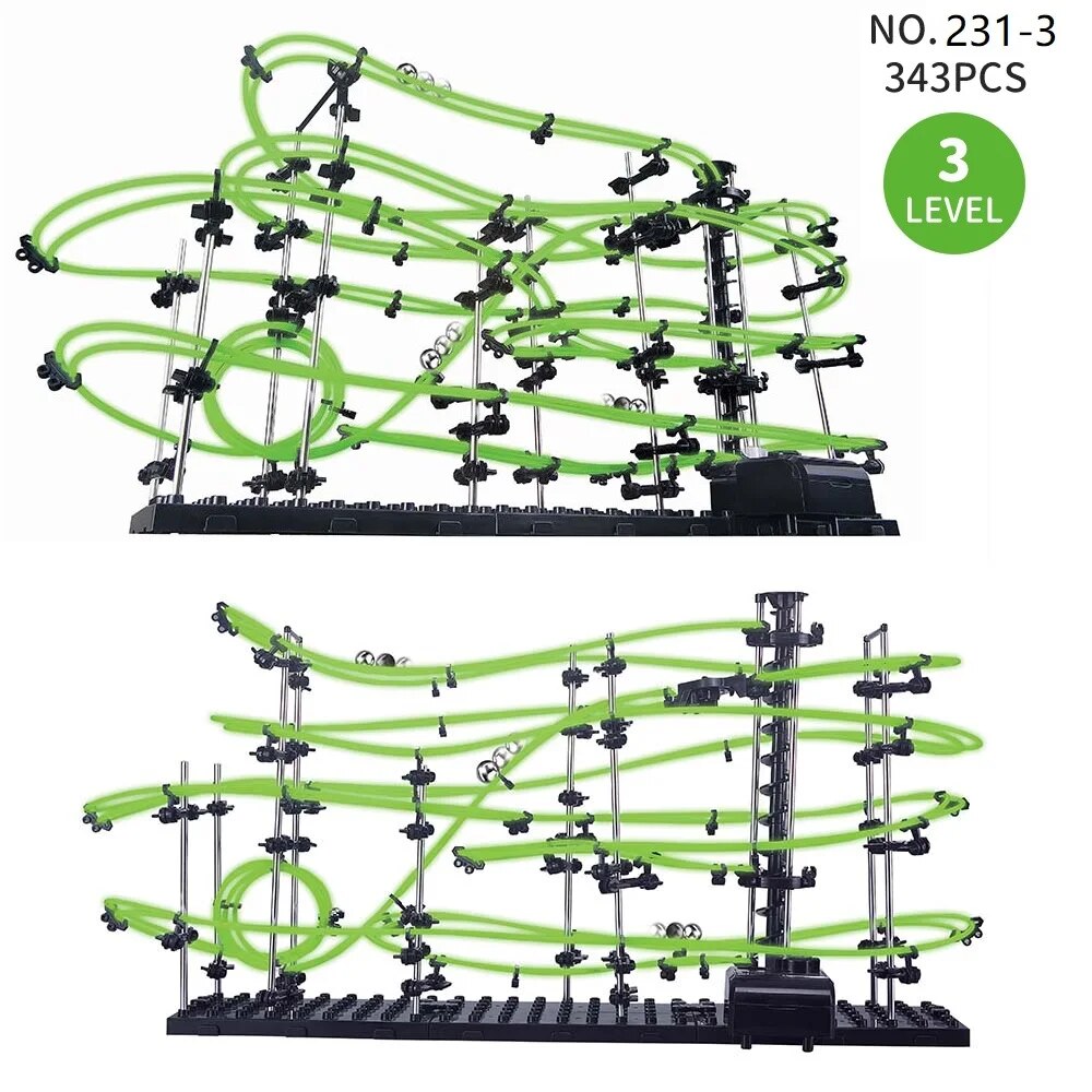 Marble Run Maze Race Track Games Luminous Spacerail Rollercoaster Ball Level 2 3 4 Electric Elevator Model Education Science Toy