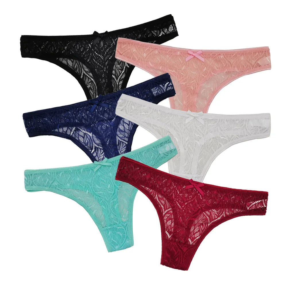 3PCS/Set Sexy Mesh G-String Hollow Panties Women Underwear Female Transparent Solid Low Waist Thongs Girls Breathable Lingeries