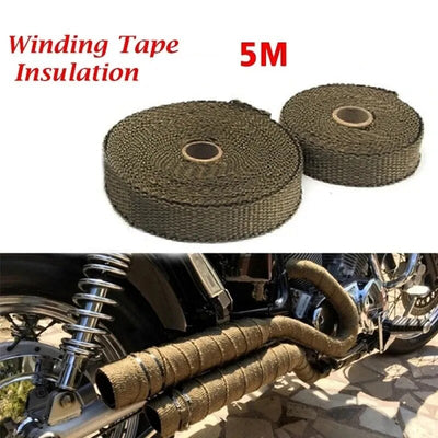 5/1M Roll Motorcycle Exhaust Header Pipe Heat Wrap Tape Thermal Protection Exhaust Pipe Insulate for Moto Fiberglass Heat Shield