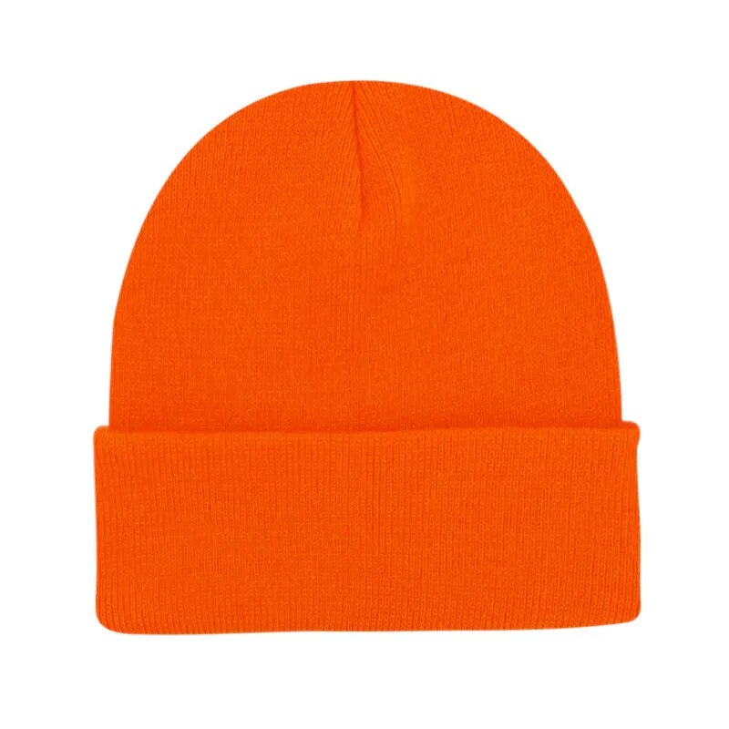 Unisex Neon Beanies Bright Winter Hats Knit Cap Women Men's Plain Skullies Orange Green Yellow Black Grey