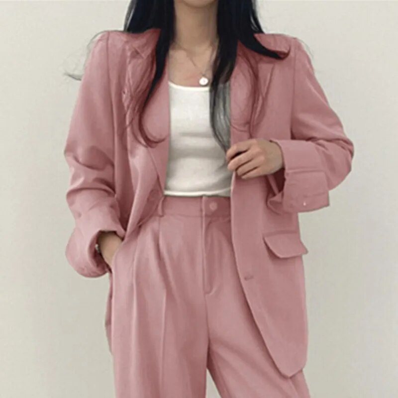 Women's Suit Fashion Casual Temperament Tops Coat Pants Two-piece Lady Korean Office Commuting Blazer Set 2023 Spring Autumn New