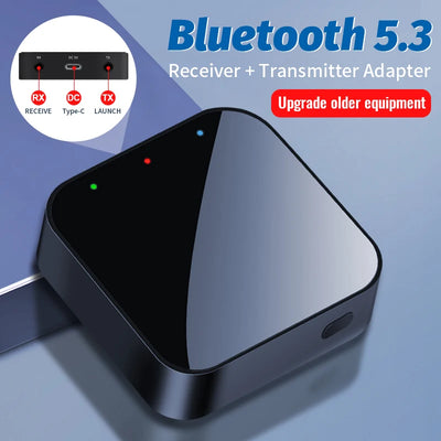 Bluetooth 5.3 Audio Transmitter and Receiver 2 In 1 Wireless 3.5mm Aux Audio Adapter Bluetooth Transmitter for TV Car Headphones