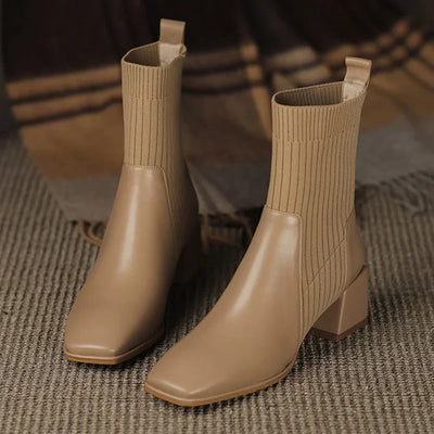 2024 Autumn Winter Knitted Short Boots Women New Ankle Socks Shoes Women Fashion Large Size 43 Slip on High Heels Botas De Mujer