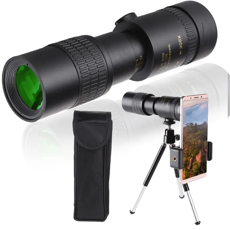 10-300X40 Zoom Len Spin Monoculars Mini Long Range Spyglass Telescope HD Outdoor Mobile Phone Photo Night Vision for Hunting