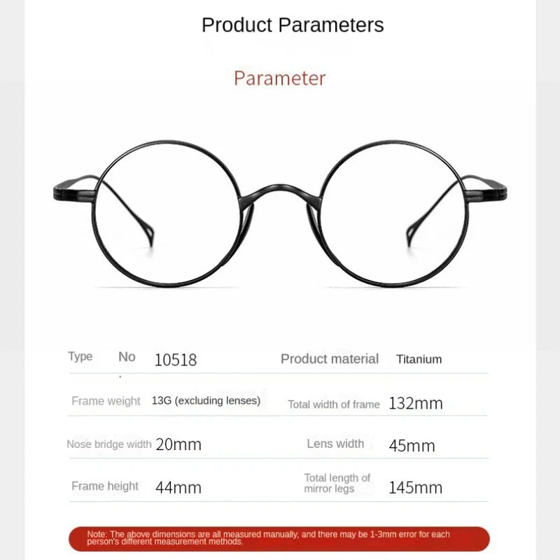 Japanese Pure Titanium Glasses Frame Handmade Retro Oval Round Men Eyeglasses Women Myopia Reading Eyewear Frames