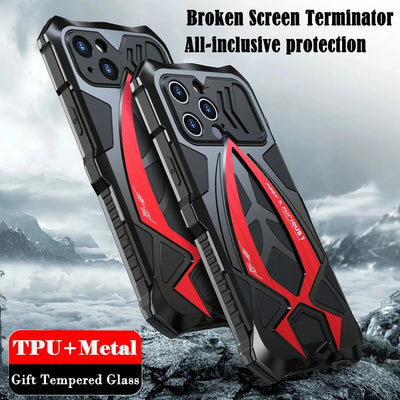 Shockproof Armor All Inclusive Metal Phone Case For iPhone 13 14 15 Pro Max 15 Plus For Samsung S23 S22 Ultra Protection Cover