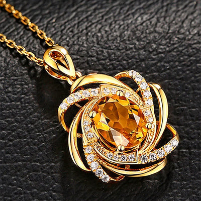 Fashion Crystal Flower Necklace Spiral Zircon Pendant Engagement Necklaces for Women Luxury Jewelry Birthday Anniversary Gift