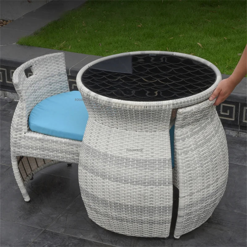 Modern Balcony Small Table and Chair Combination Three-piece Home Garden Outdoor Patio Leisure Rattan Chairs Rattan Furniture