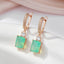 SYOUJYO Square Blue Green Natural Zirconia Dangle Earrings for Women 585 Rose Gold Color Boutique Jewelry Party Wearing