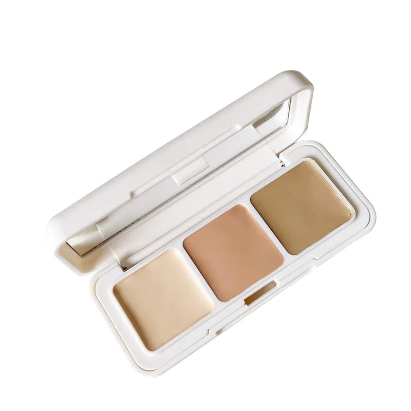 Three Color Square Cheese Concealer To Cover Spots Acne Marks Dark Circles Lacrimal Grooves and Concealer Plate Makeup concealer