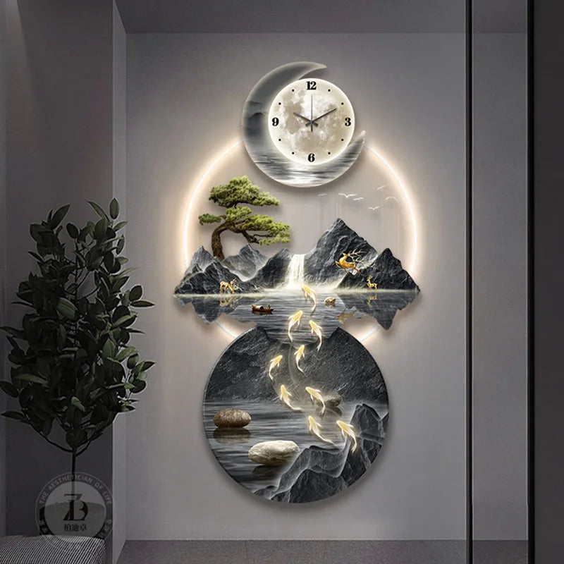 Chinese Style Luminous Wall Watch Modern Big Size Cute Interior Mechanism Wall Clocks Fashion Relogio De Parede Home Decoration