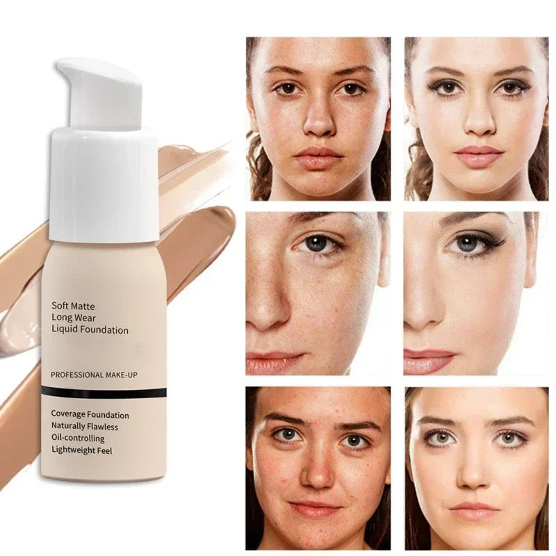 Foundation 24 Hour Full Coverage Soft Matte Liquid Foundation Cover Dark Dull Skin Or Yellow Skin Tone Even Skin Tone