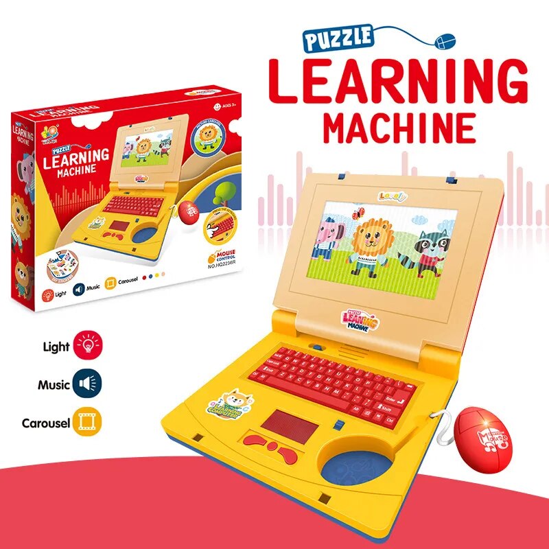 Children's Multifunctional Bilingual Learning Machine Early Educational Toy Montessori Laptop Computer Toys Gift for Children