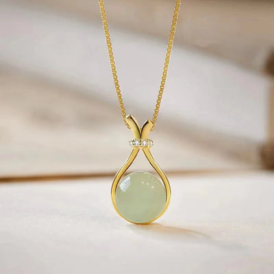 Blessing Bag Hotan Jade Pendant Necklaces for Women Korean Fashions Light Luxury Fine Versatile Jade Necklace Jewelry Gifts