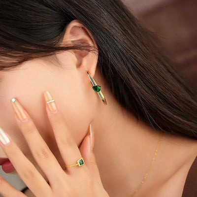 Earrings for Women Eardrop Luxury Artificial Emerald Paper Clip Hip Hop Copper Fashion Party Wedding Jewelry Gifts Girls 2023