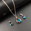 Fashion European and American Blue Zhihai Creative Geometric Wedding Earrings Necklace Set Women's Blue Green Water Drop Set