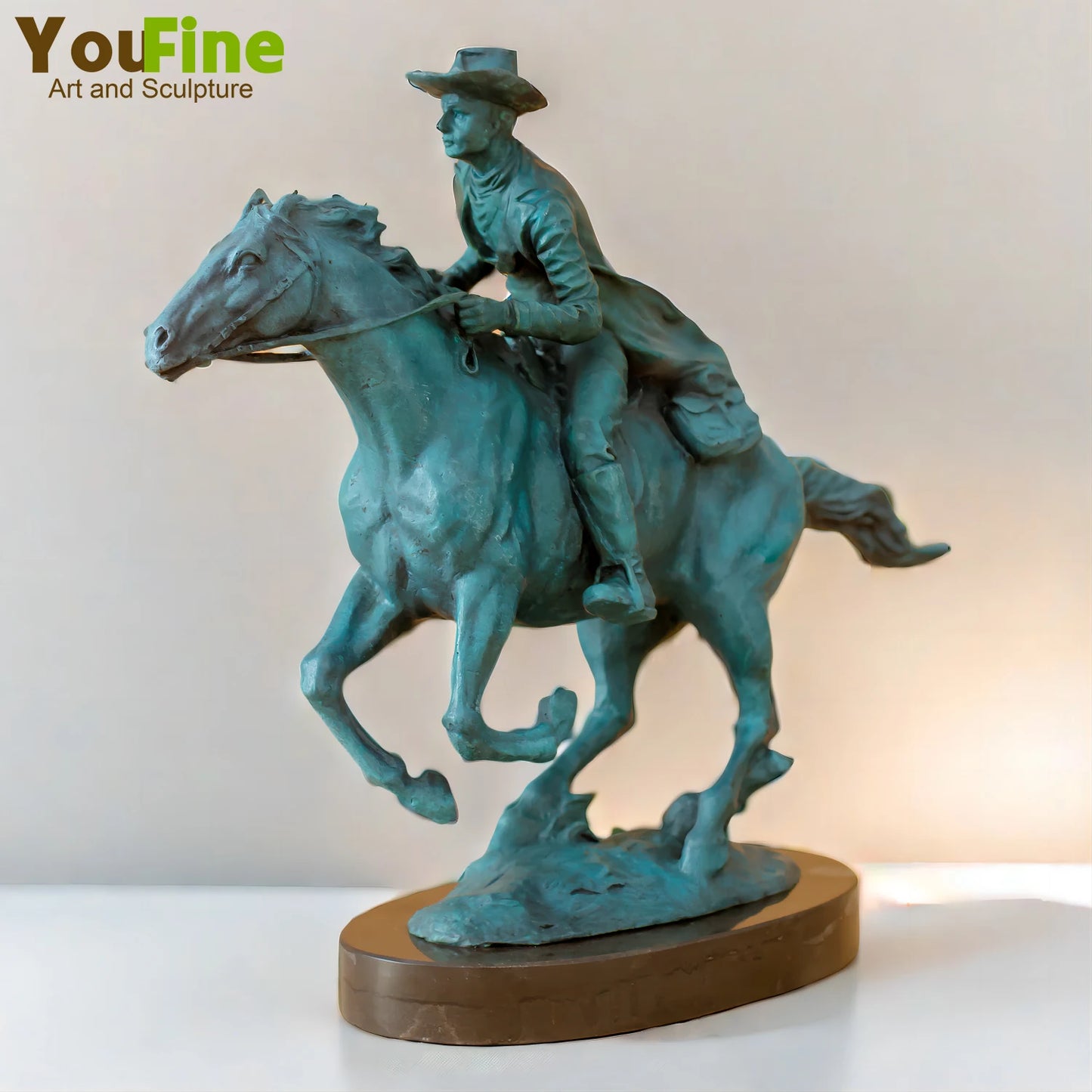 Bronze Cowboy Sculpture Famous Bronze The Broncho Buster by Frederic Remington Statue With Marble Base For Home Decor Collection