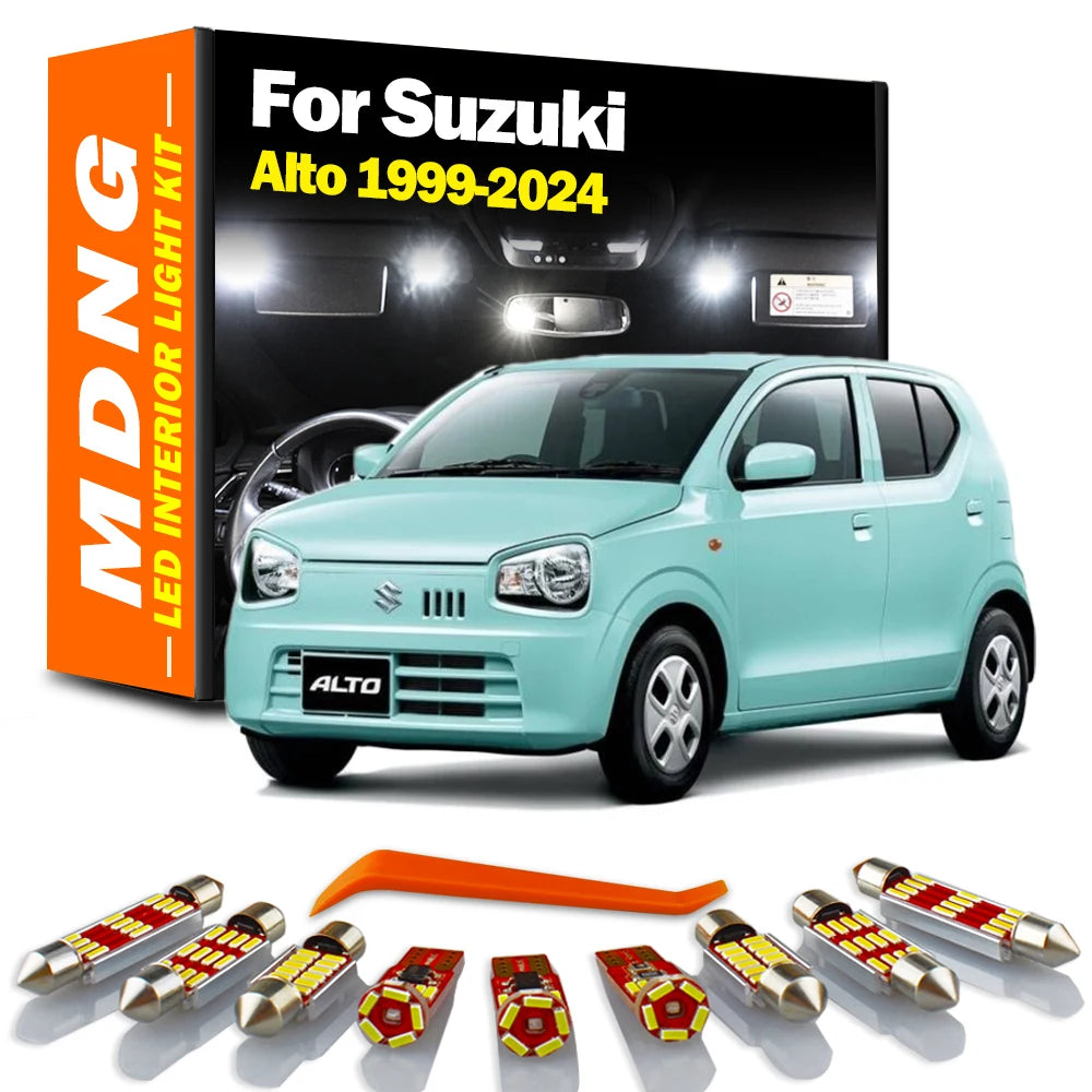 MDNG Vehicle LED Interior Map Dome Reading Plate Light Kit For Suzuki Alto 1999- 2018 2019 2020 2021 2022 2023 2024 Indoor Bulbs