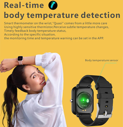 Q9 Pro 5ATM Swim Smart Watch Body Temperature Monitor Music Control Sports Waterproof Smart Watch for Men Women Smartphone 2023