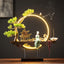 Wooden Backflow Incense Burner with Led Light USB Circle Ceramic Lotus Buddha Beads Home Office Decoration Furnishing