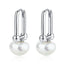 Stamp 925 Sterling Silver Simple Women Earrings With Pearl Aesthetic Vintage Smooth Korean Trendy Fine Jewelry