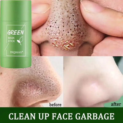 Deep Cleansing Mud Film Control Oil Shrink Pores Gentle Remove Blackheads Green Tea Cleansing Stick Skin-Friendly Treatment