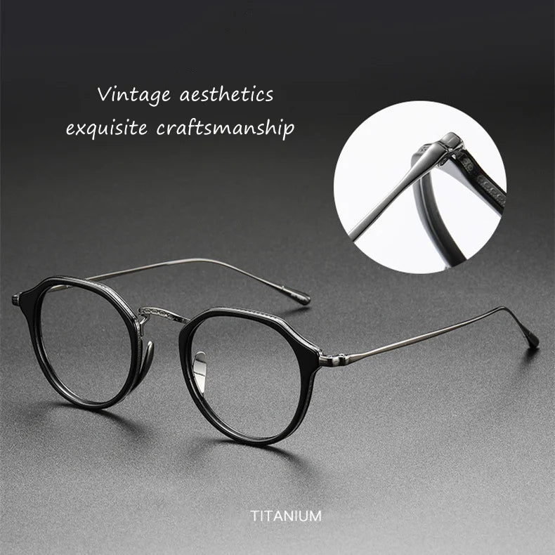 Japanese Vintage Style, Artistic Classy Titanium And Acetate  Frame  for Men and Women as KameManNen design KMN11-13