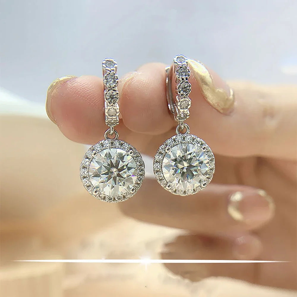 Original 3ct moissanite Hoop earring for Women Round Sunflower Diamond Drop Earring With Gra 925 silver Fine Jewelry 2024 trend