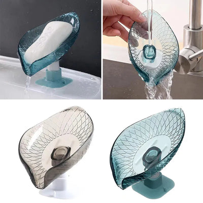 1 PC Transparent Leaf Shape  Drain Soap Holder