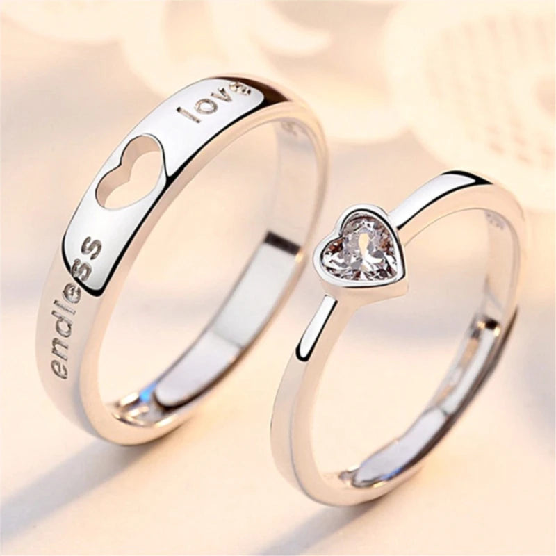 New Simple Couple Rings Silver Color Sun Moon Adjustable Open Ring For Women Men Wedding Fashion Jewelry Gifts