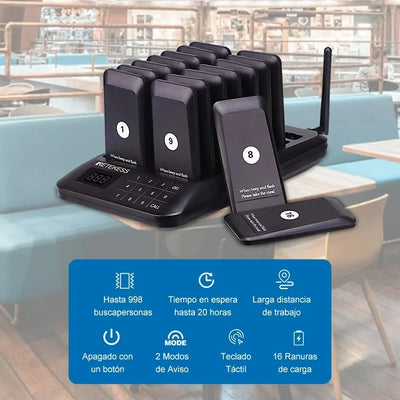 Restaurant TD157 Pager Wireless Calling System 16 Coasters Buzzer Beeper Bell Receivers For Bar Cafe Food Truck Hotel Church