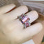 925 silver high-definition pink diamond ring female personality opening pink four-claw gemstone ring female party birthday gift