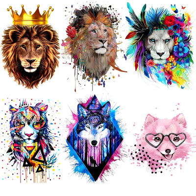 Beautiful Lion Iron On Transfer On Clothing DIY A-levels Heat Sticker On T-shirt Bag Fashion Washable Patch On Clothing Applique